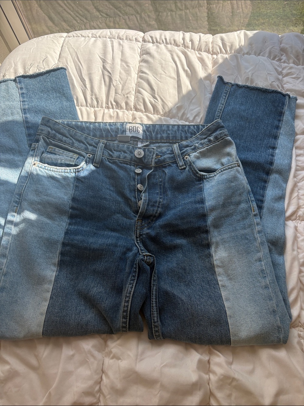 BDG Two-Tone Blue Straight-Leg Jeans